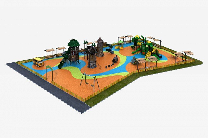 В Дагомысе благоустраивают многофункциональную площадку с игровым комплексом